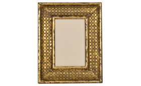 Photo frame- Hand painted and hand carved- Brass